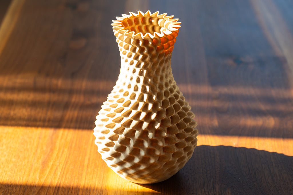 Wooden vase "Ananas" with integrated glass insert for fresh flowers
