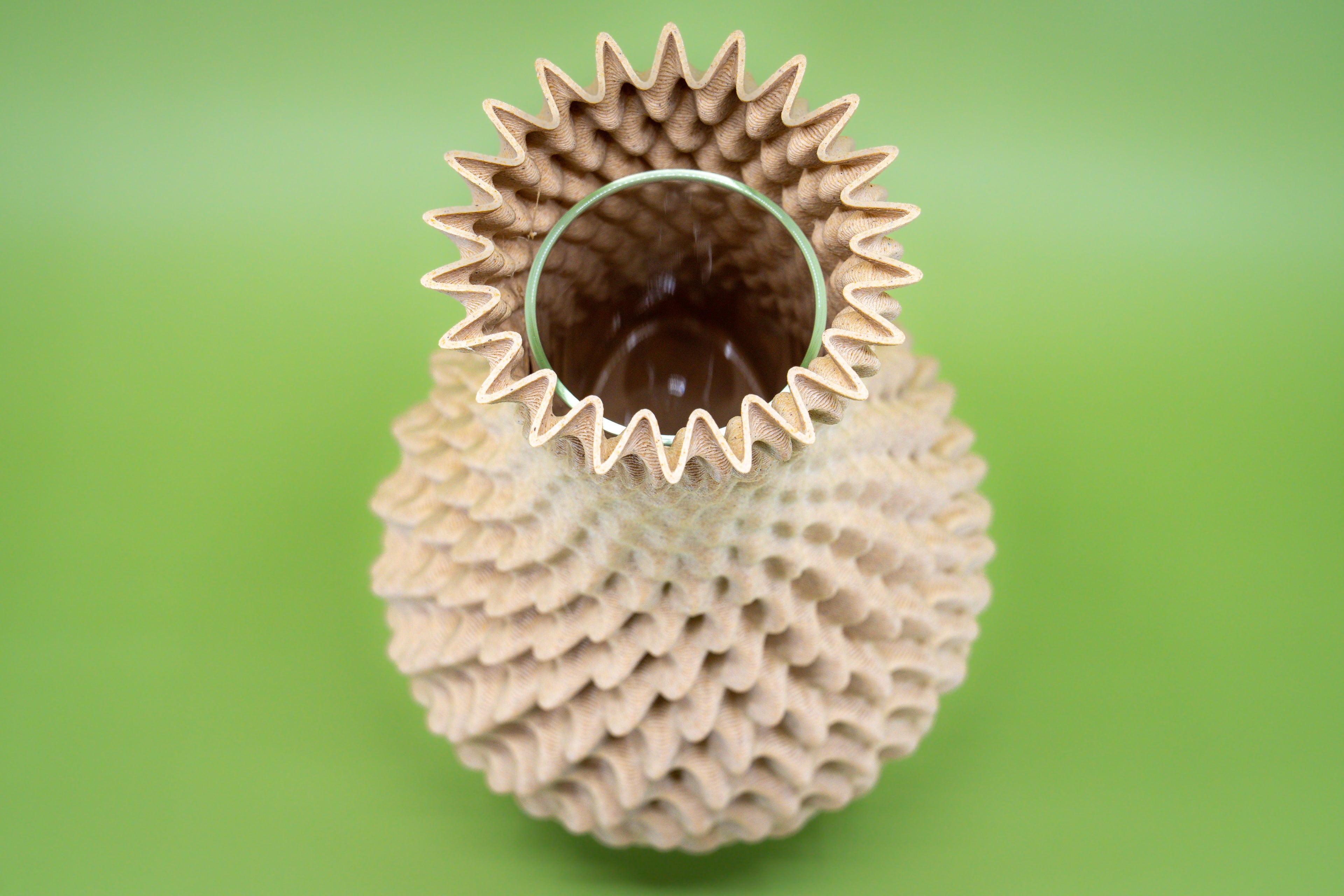 Wooden vase "Ananas" with integrated glass insert for fresh flowers