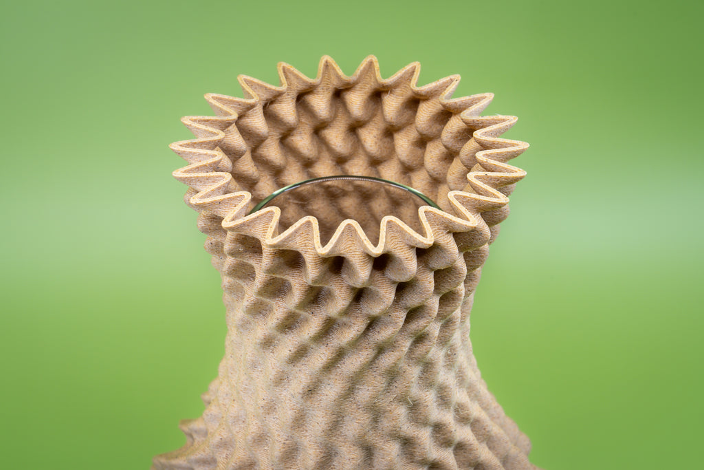 Wooden vase "Ananas" with integrated glass insert for fresh flowers