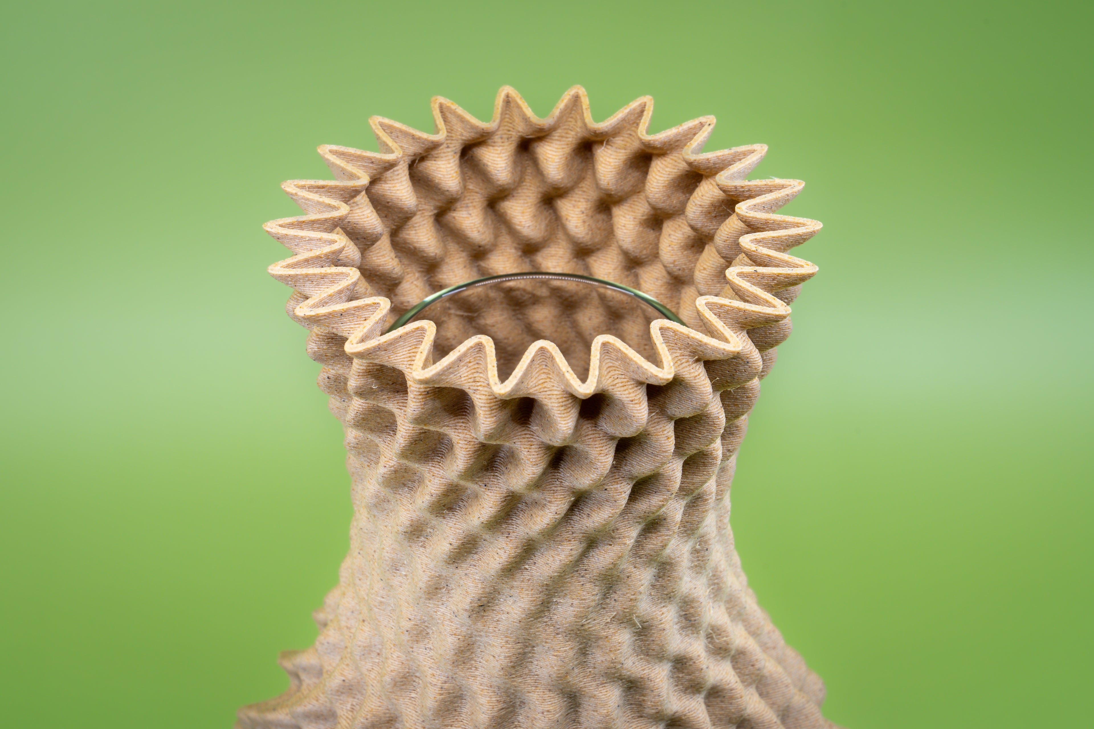 Wooden vase "Ananas" with integrated glass insert for fresh flowers