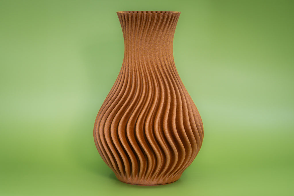 Wooden vase "The Wave" with integrated glass insert for fresh flowers