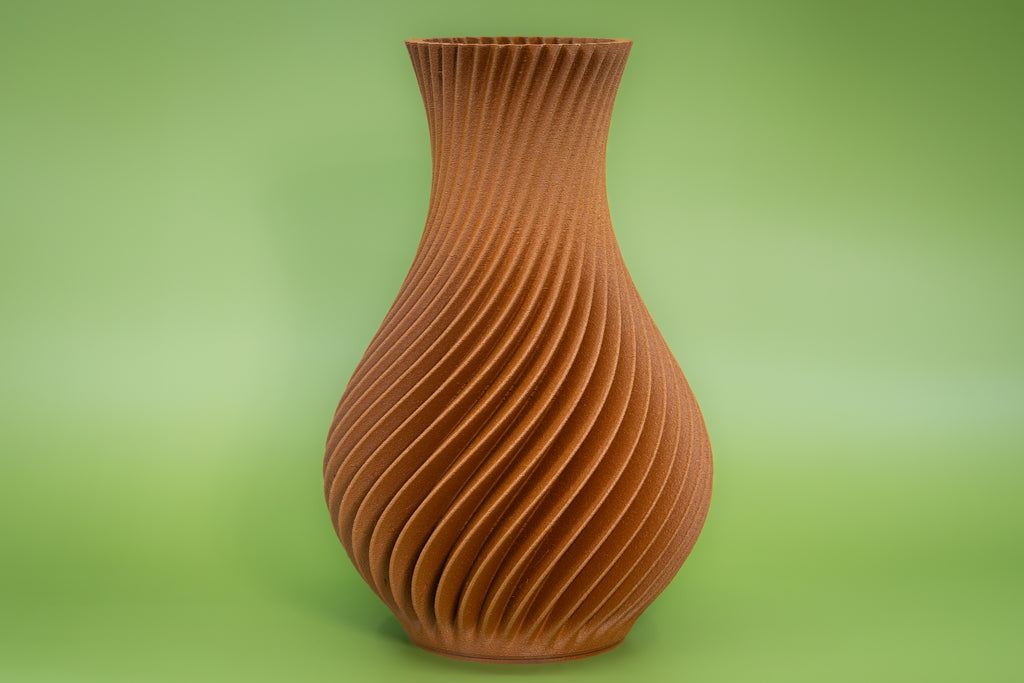Wooden vase "Twisted" with integrated glass insert for fresh flowers