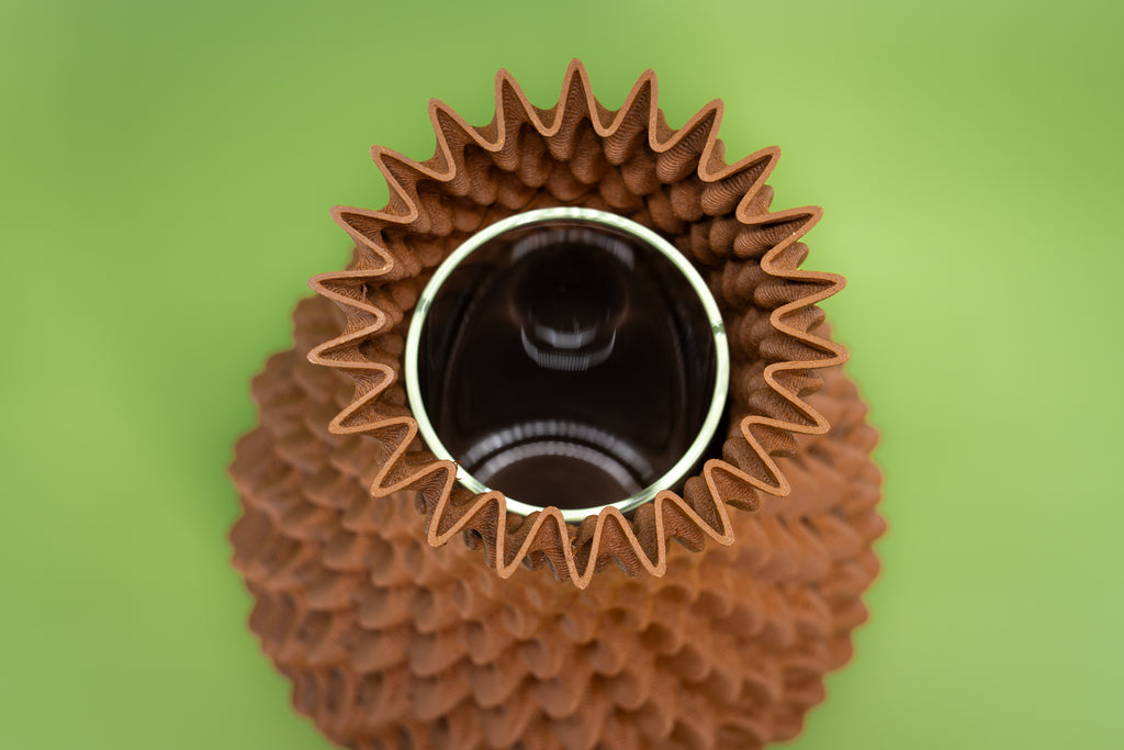 Wooden vase "Ananas" with integrated glass insert for fresh flowers