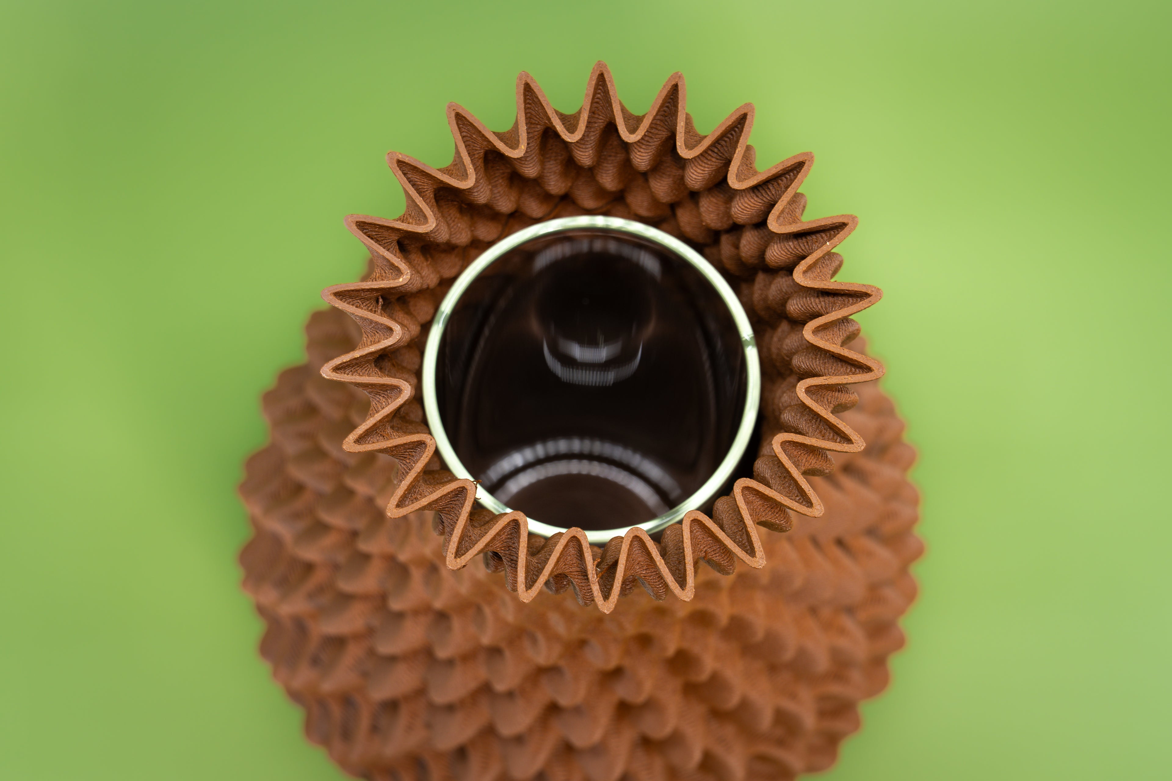 Wooden vase "Ananas" with integrated glass insert for fresh flowers