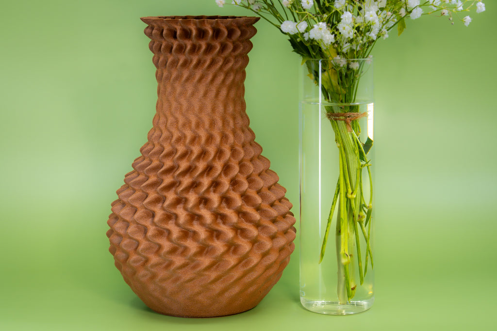 Wooden vase "Ananas" with integrated glass insert for fresh flowers