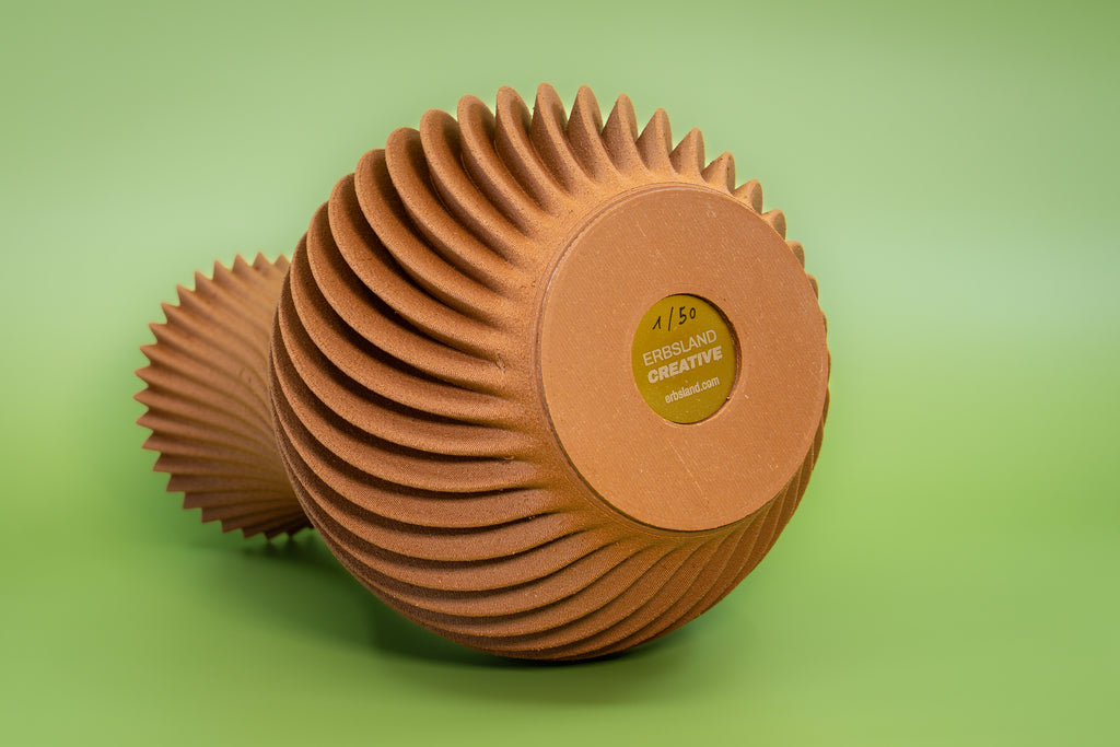 Wooden vase "Twisted" with integrated glass insert for fresh flowers