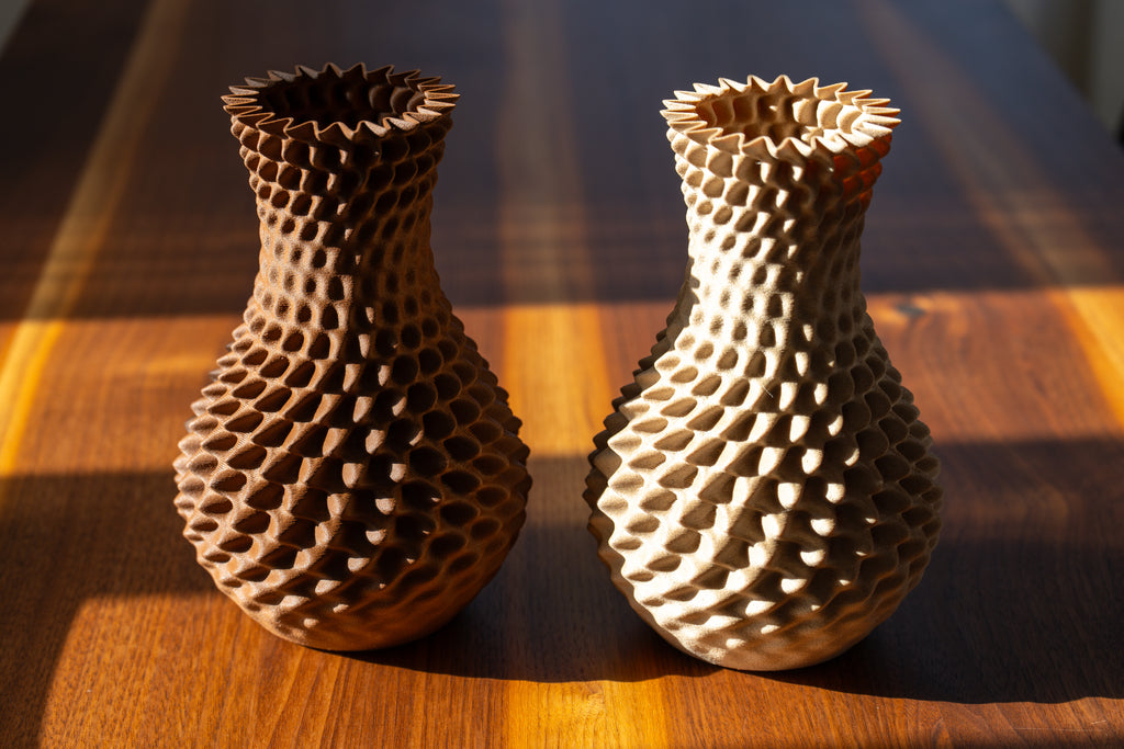 Wooden vase "Ananas" with integrated glass insert for fresh flowers