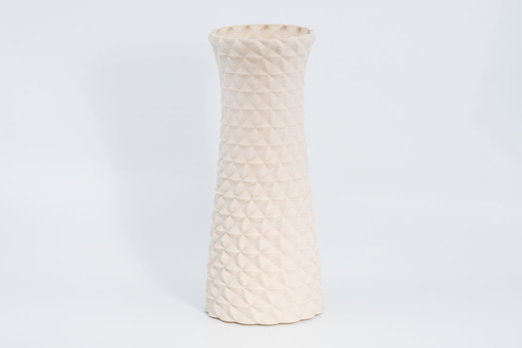 Wooden vase "Facet Flow" with integrated glass insert for fresh flowers