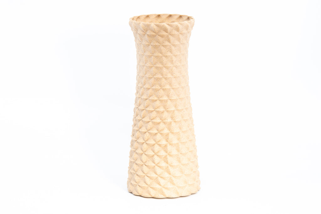 Wooden vase "Facet Flow" with integrated glass insert for fresh flowers