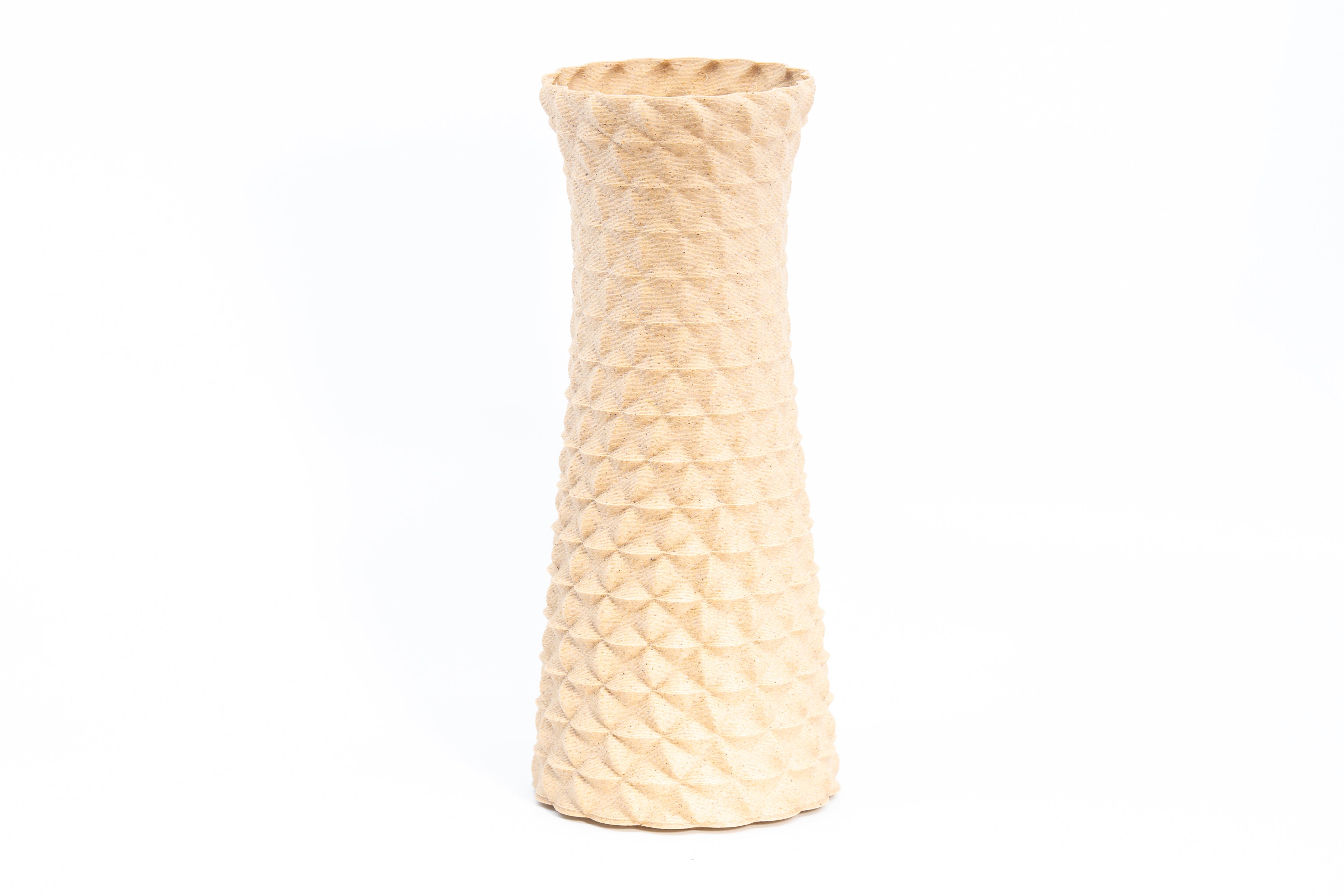 Wooden vase "Facet Flow" with integrated glass insert for fresh flowers