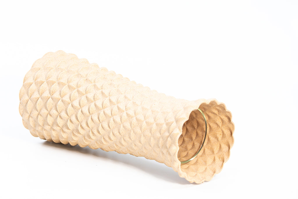 Wooden vase "Facet Flow" with integrated glass insert for fresh flowers