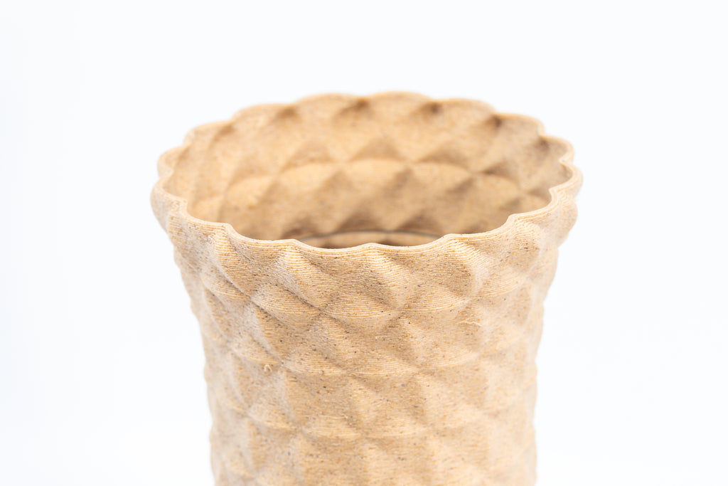 Wooden vase "Facet Flow" with integrated glass insert for fresh flowers