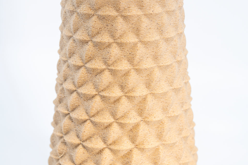 Wooden vase "Facet Flow" with integrated glass insert for fresh flowers