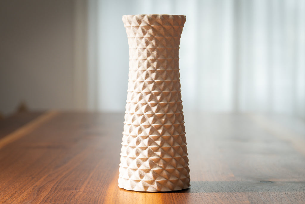 Wooden Vase "Facet Flow" | Material: Wood Light Linen