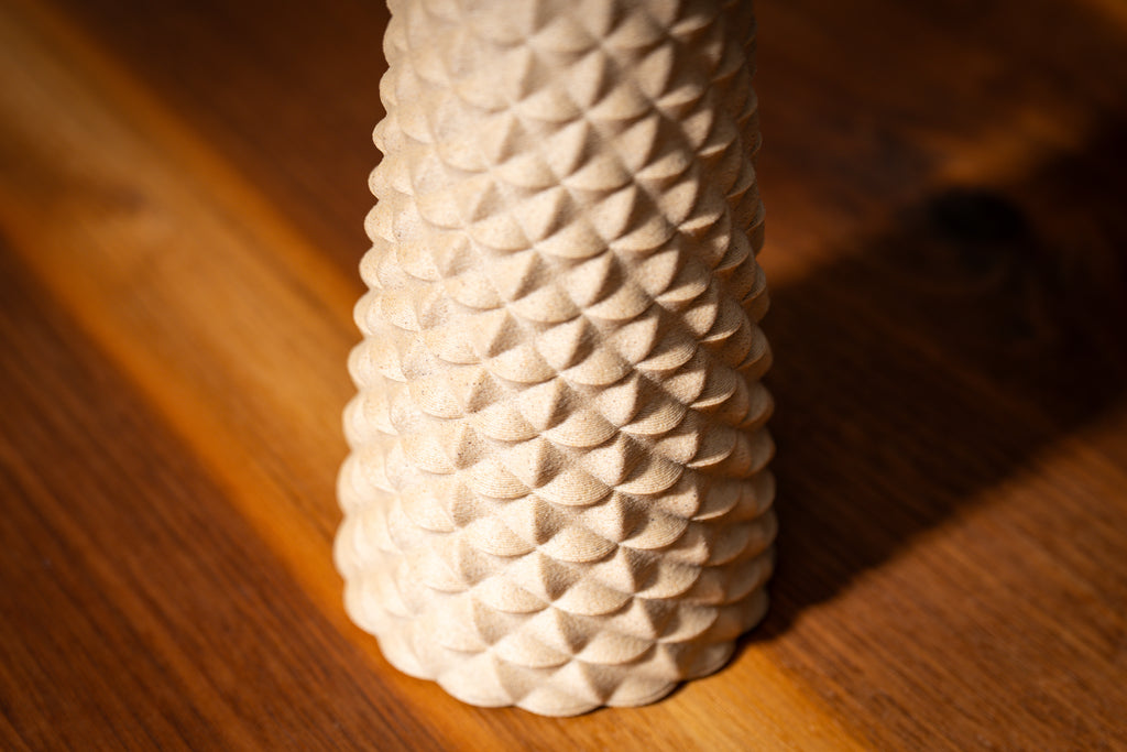 Wooden vase "Facet Flow" with integrated glass insert for fresh flowers