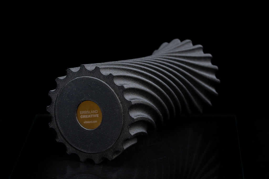 Wooden vase "Wind" with integrated glass insert for fresh flowers