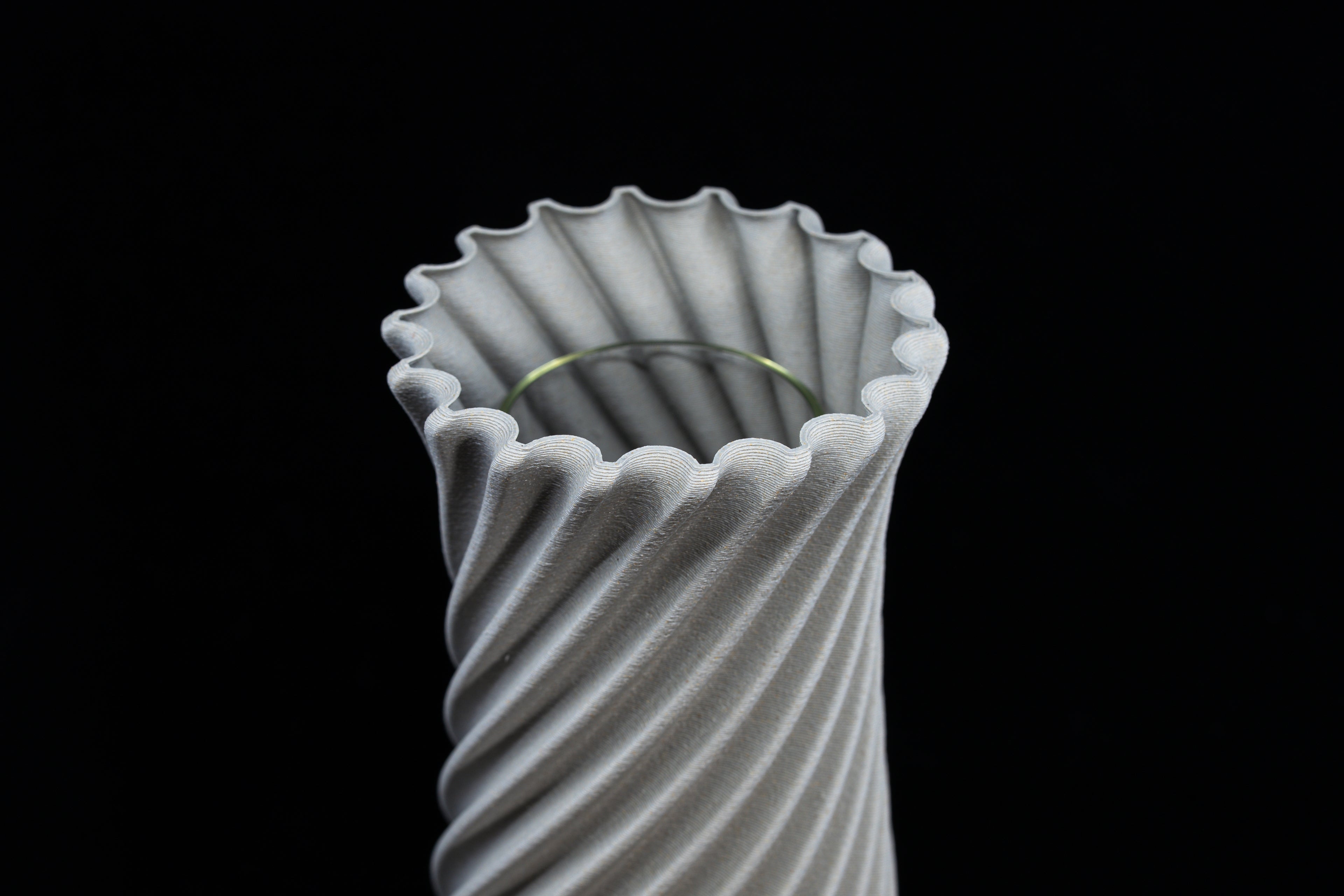 Wooden vase "Wind" with integrated glass insert for fresh flowers