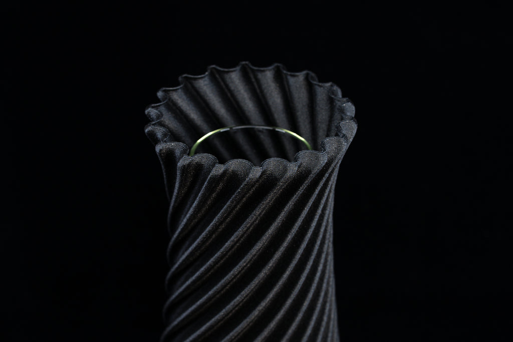 Wooden vase "Wind" with integrated glass insert for fresh flowers