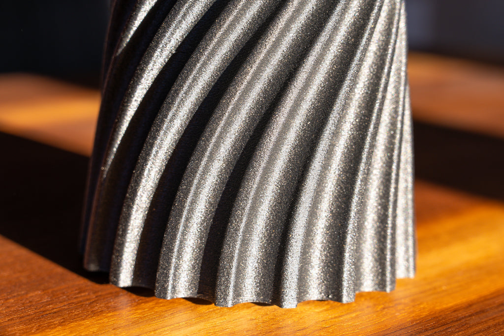 Wooden vase "Wind" with integrated glass insert for fresh flowers