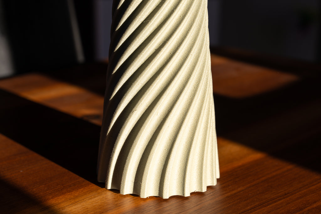 Wooden vase "Wind" with integrated glass insert for fresh flowers